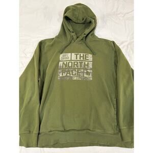 The North Face Green Distressed Pullover Hoodie Size XL Mens